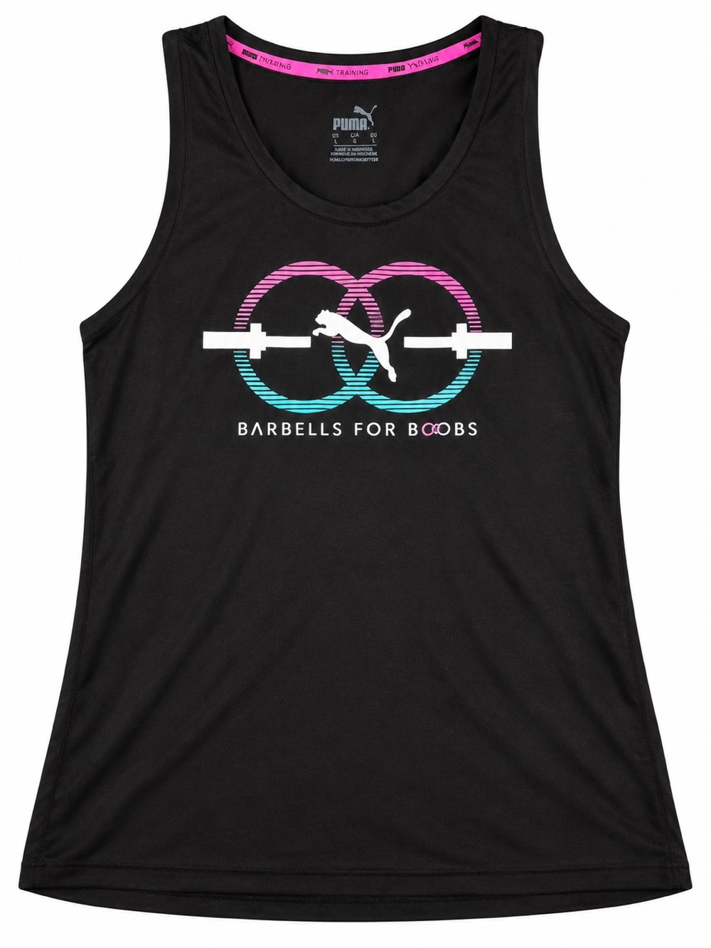 Puma Black Tank with Pink and Teal Graphic